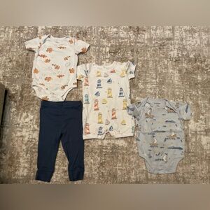 Burt's Bees Baby Nautical and Sea Matching Set - White, Blue, Navy size 6/9M